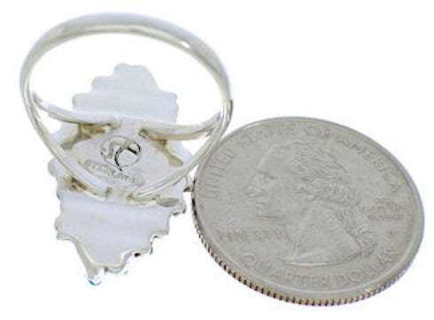 Sterling Silver And Turquoise Needlepoint Ring Size 4-3/4 UX33365