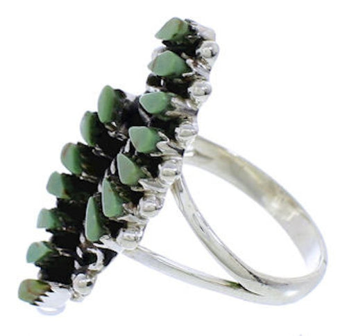Southwest Silver And Turquoise Needlepoint Ring Size 6-3/4 UX33373
