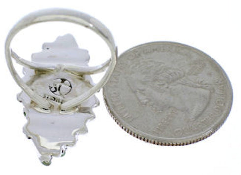 Turquoise And Silver Southwest Needlepoint Ring Size 8-1/2 UX33376