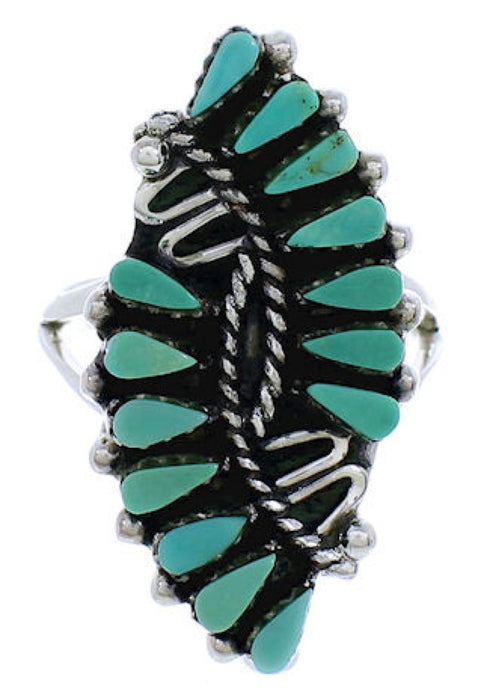 Southwest Silver Jewelry Turquoise Needlepoint Ring Size 5-1/4 UX33382