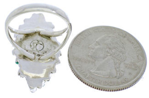 Needlepoint Sterling Silver Turquoise Ring Size 8-1/4 UX33388