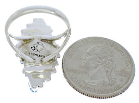 Southwest Silver And Turquoise Needlepoint Ring Size 8-1/2 UX33407