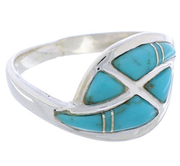Southwest Sterling Silver Turquoise Ring Size 5-1/4 AX87739