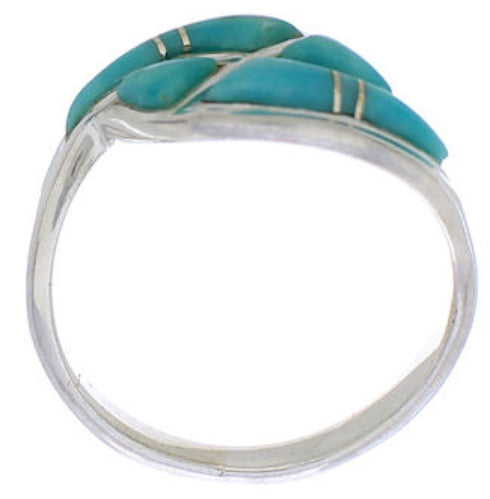 Southwestern Turquoise Jewelry Silver Ring Size 5-1/2 AX87763