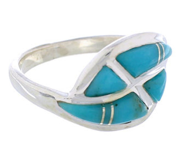 Southwest Silver Turquoise Inlay Ring Size 5-1/2 WX41017