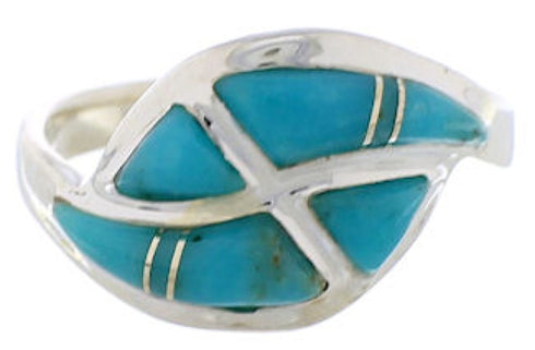Southwest Silver Turquoise Inlay Ring Size 5-1/2 WX41017