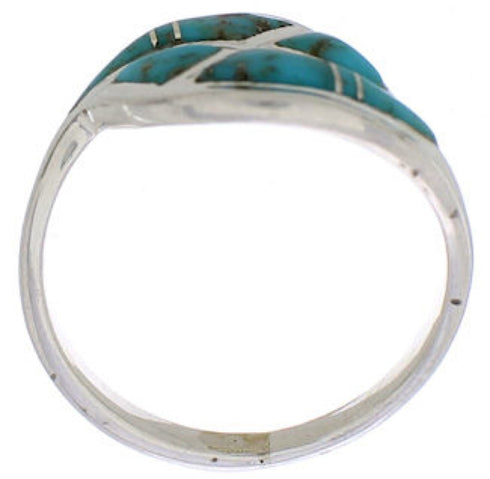 Turquoise Inlay Silver Southwestern Ring Size 6-1/4 WX41038