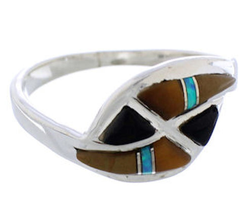 Southwest Multicolor Sterling Silver Ring Size 7-3/4 WX41259