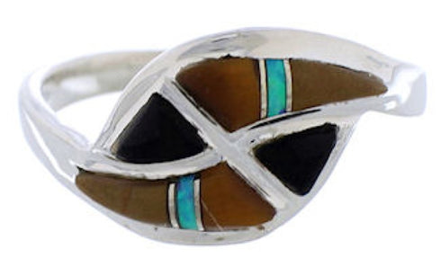 Southwest Multicolor Sterling Silver Ring Size 7-3/4 WX41259