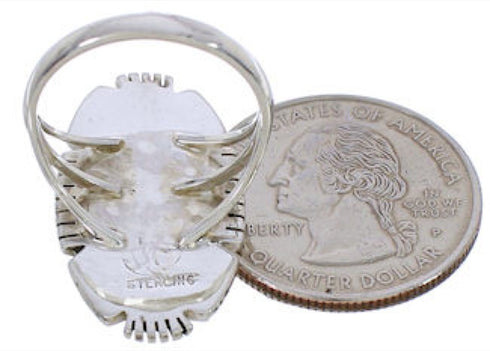 Native American Design Multicolor Silver Ring Size 6-3/4 WX41438