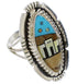 Silver Multicolor Native American Design Ring Size 6-1/4 WX41473