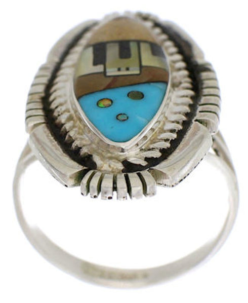 Silver Multicolor Native American Design Ring Size 6-1/4 WX41473