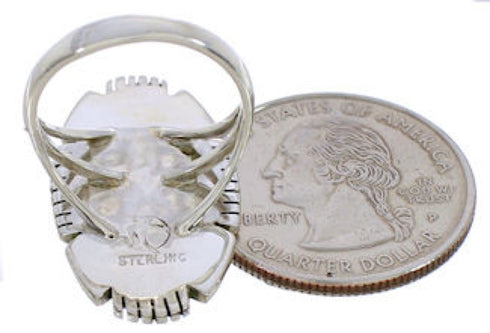 Multicolor Native American Design Silver Ring Size 5-3/4 WX41475