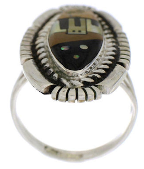 Multicolor Native American Design Silver Ring Size 6-3/4 WX41492