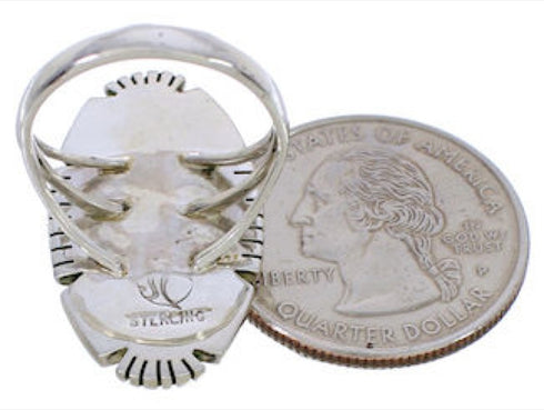 Multicolor Native American Design Silver Ring Size 6-3/4 WX41492