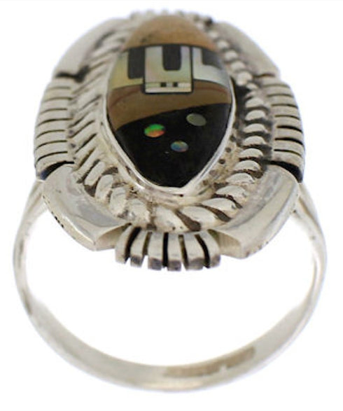 Silver Native American Design Multicolor Ring Size 5-1/2 WX41505