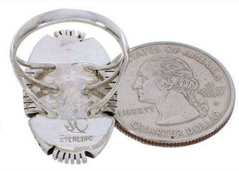 Silver Native American Design Multicolor Ring Size 5-1/2 WX41505