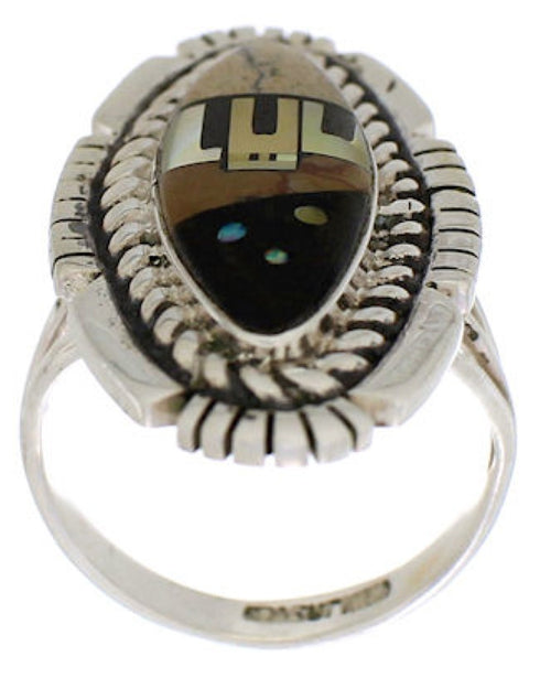 Silver Native American Design Multicolor Ring Size 6-3/4 WX41509