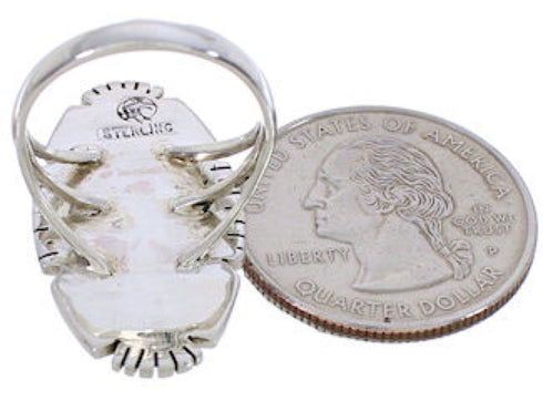 Silver Native American Design Multicolor Ring Size 6-3/4 WX41509