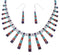 Southwestern Multicolor Inlay Silver Earrings And Necklace Set PX38011