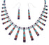 Southwestern Multicolor Inlay Silver Earrings And Necklace Set PX38011