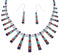 Multicolor Jewelry Sterling Silver Link Necklace Earrings Set PX38012