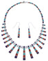 Multicolor Jewelry Sterling Silver Link Necklace Earrings Set PX38012