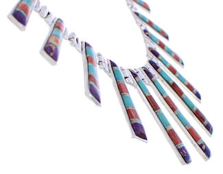 Multicolor Jewelry Sterling Silver Link Necklace Earrings Set PX38012