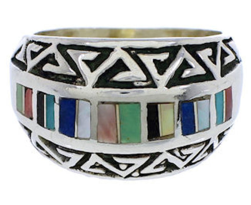 Multicolor Genuine Sterling Silver Southwest Ring Size 8 WX36175