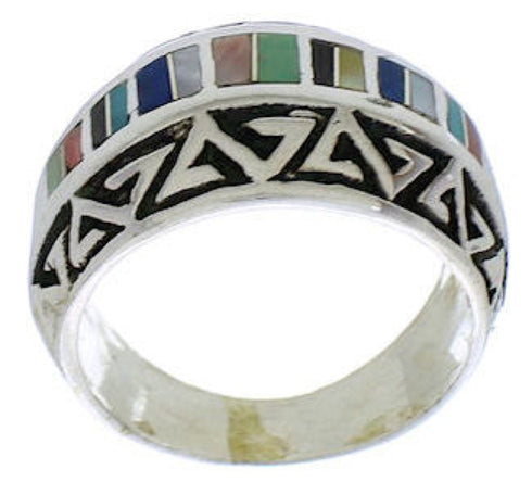 Multicolor Genuine Sterling Silver Southwest Ring Size 8 WX36175