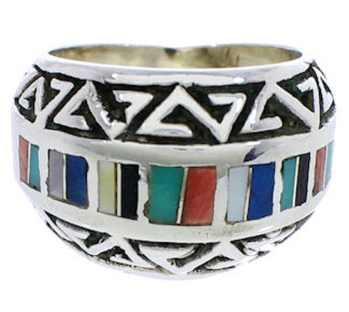 Southwest Multicolor Genuine Sterling Silver Ring Size 8 WX36179