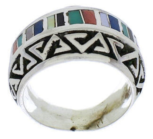 Southwest Multicolor Genuine Sterling Silver Ring Size 8 WX36179