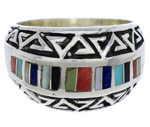 Sterling Silver Southwest Multicolor Ring Size 6-1/2 WX36221
