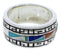 Southwestern Multicolor Inlay Silver Ring Size 6-3/4 WX36385