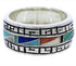 Southwestern Multicolor Inlay Silver Ring Size 6-3/4 WX36385