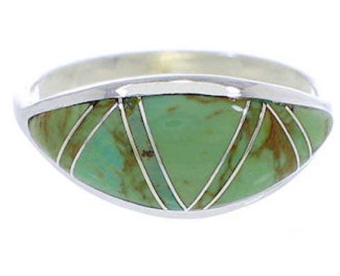 Genuine Sterling Silver Turquoise Inlay Ring Size 6-3/4 ZX36301