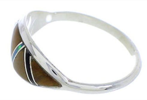 Tiger Eye Multicolor Genuine Sterling Silver Ring Size 6-1/4 ZX36062