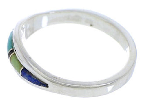 Multicolor Inlay And Sterling Silver Southwestern Ring Size 5-3/4 WX81175
