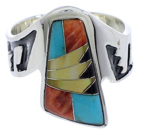 Genuine Sterling Silver Multicolor Ring Size 8-1/2 EX40910