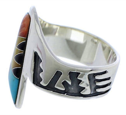 Genuine Sterling Silver Multicolor Ring Size 8-1/2 EX40910