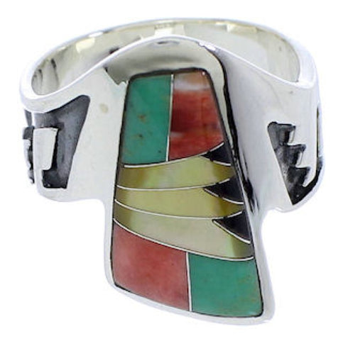 Multicolor Southwest Sterling Silver Ring Size 6-1/2 EX40912