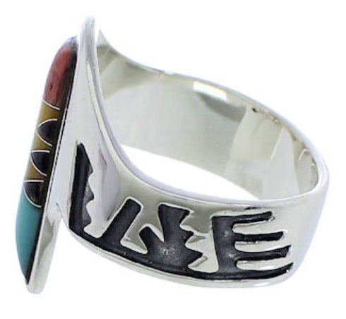 Sterling Silver Southwest Multicolor Ring Size 7-1/2 EX40918