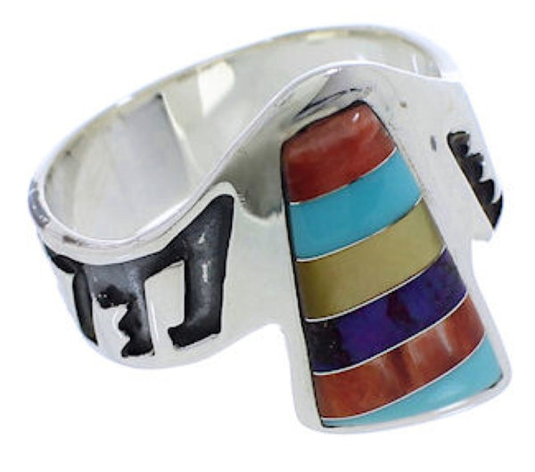 Multicolor Inlay Southwestern Ring Size 8-1/2 EX40945