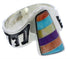 Genuine Steling Silver Multicolor Inlay Ring Size 8-3/4 EX40948