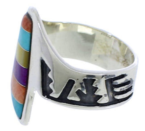 Southwest Multicolor Genuine Steling Silver Ring Size 7-1/2 EX40950