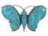 Large Statement Turquoise Silver Butterfly Ring Size 7-3/4 EX40979
