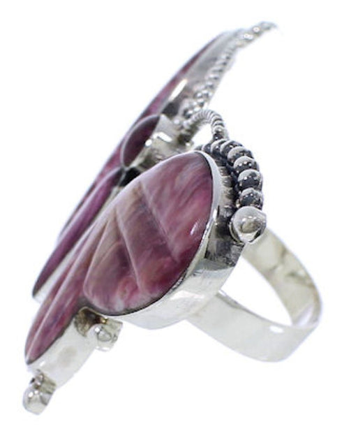 Purple Oyster Shell Butterfly Large Statement Ring Size 9-3/4 EX40987