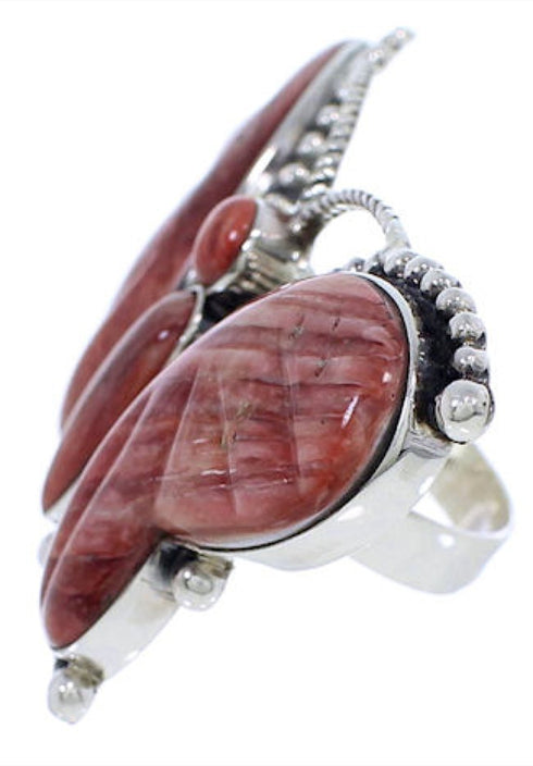 Large Statement Butterfly Red Oyster Shell Ring Size 9-3/4 EX40996