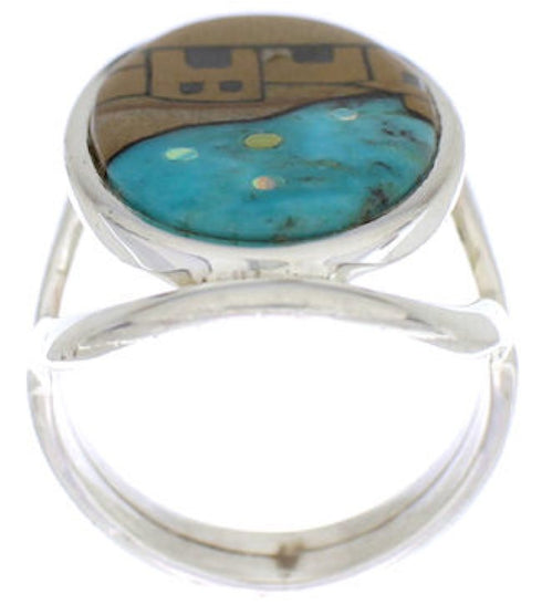 Multicolor Native American Pueblo Design Ring Size 6-3/4 EX42301