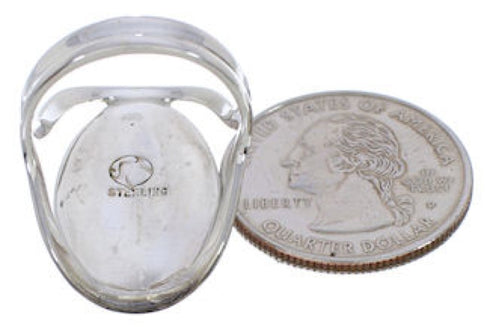 Native American Pueblo Design Silver Multicolor Ring Size 5 EX42338